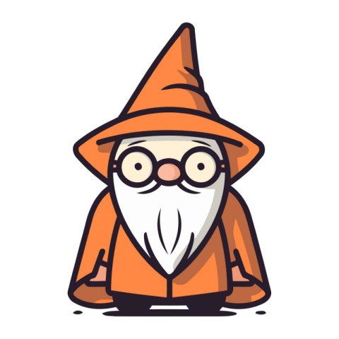 Funny cartoon wizard. Vector illustration for your design. Hallo