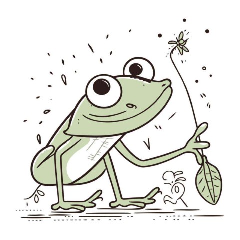 Frog with a dragonfly. Vector illustration of a frog.