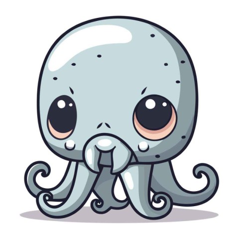 Octopus character cartoon style vector illustration. Cute octopu