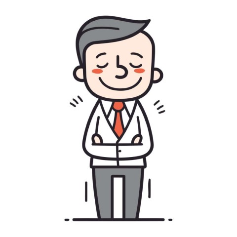 Smiling man cartoon character in business suit and tie. Vector i