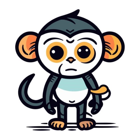 Cute cartoon monkey. Vector illustration isolated on a white bac