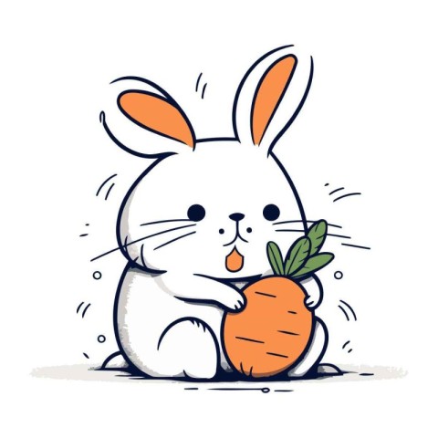 Rabbit with carrot. Vector illustration. Cute cartoon character.