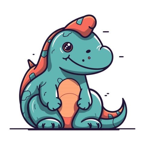 Cute cartoon dinosaur. Vector illustration. Cute dinosaur charac