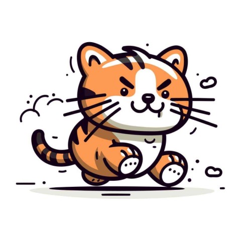 Cute cartoon tiger. Vector illustration. Isolated on white backg