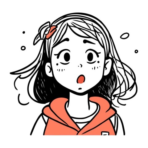 Illustration of a girl with a surprised expression on her face.