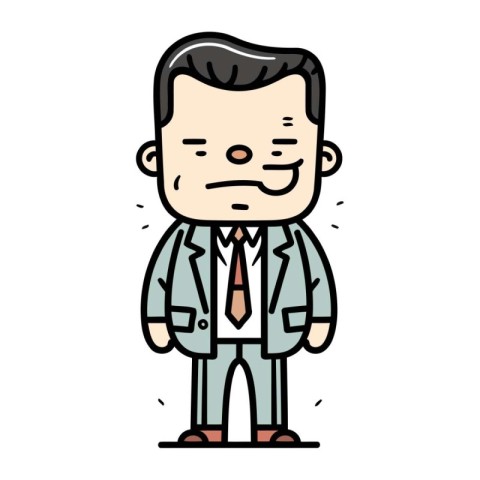 Illustration of a cartoon grumpy man wearing a shirt and tie