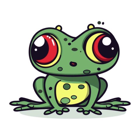 Cute cartoon frog. Vector illustration. Isolated on white backgr