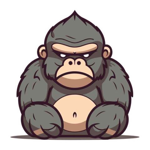 Gorilla Cartoon Mascot Vector Illustration. Isolated On White Ba