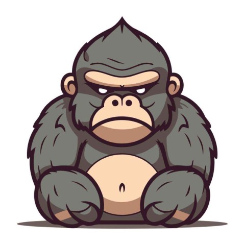 Gorilla Cartoon Mascot Vector Illustration. Isolated On White Ba