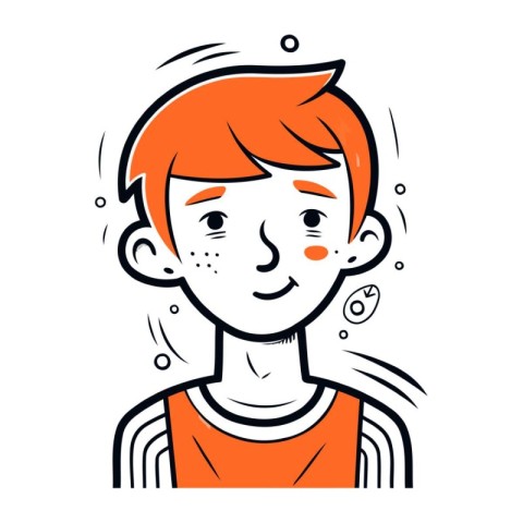 Boy with freckles on face. Vector illustration in cartoon style.