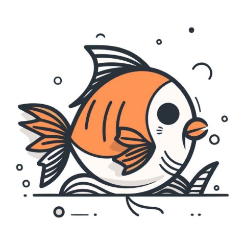 Vector illustration of cute cartoon fish on white background. Li