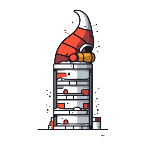 Santa Claus chimney. Merry Christmas and Happy New Year. Vector