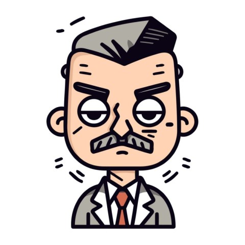 Vector illustration of a man with a mustache in a suit and tie