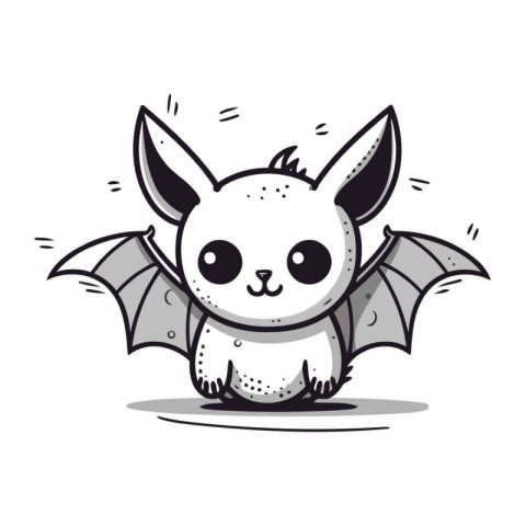 Cute cartoon bat. Vector illustration isolated on a white backgr