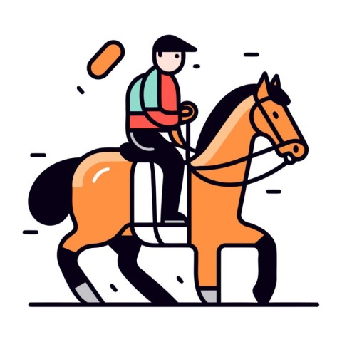 Horse riding. jockey riding a horse. flat vector illustration.