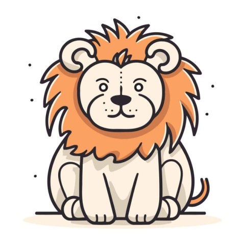 Lion. Vector illustration in flat cartoon style. Isolated on whi