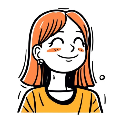 Smiling girl with red hair. Vector illustration in cartoon style