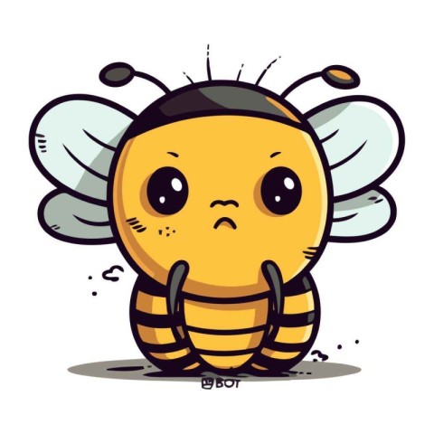 Cute cartoon bee. Vector illustration. Isolated on white backgro