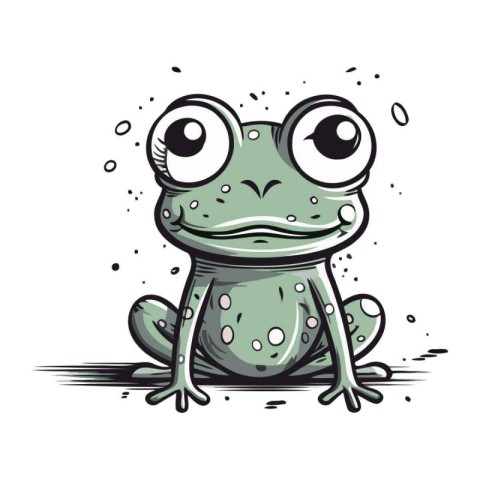 Cute cartoon frog. Vector illustration isolated on a white backg