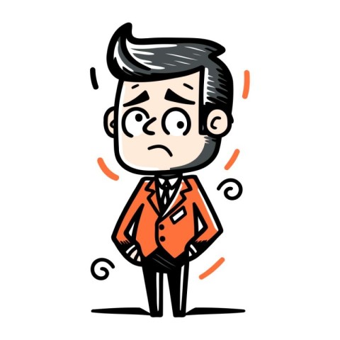 Businessman with worried expression. Vector illustration. Isolat