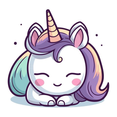 Cute cartoon unicorn. Vector illustration isolated on a white ba