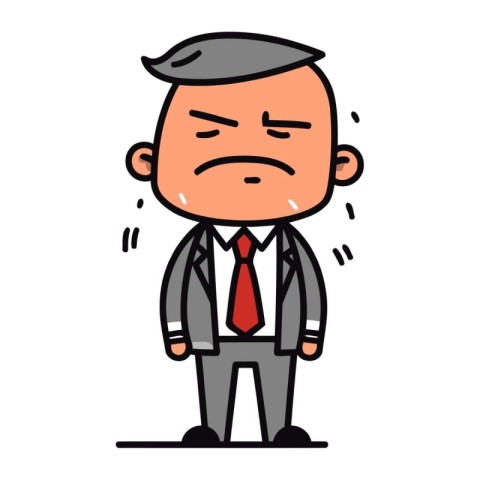 Angry Businessman   Cartoon Vector Illustration of a Sad Busines