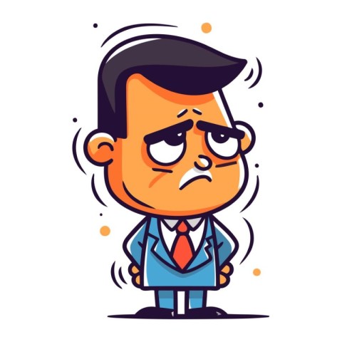 Angry businessman cartoon character. Vector illustration in a fl