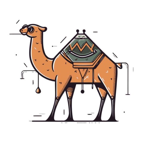 Camel. Hand drawn vector illustration in doodle style.