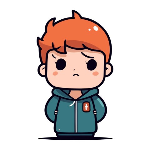 Sad Red Haired Teenager Boy Cartoon Character Vector Illustratio