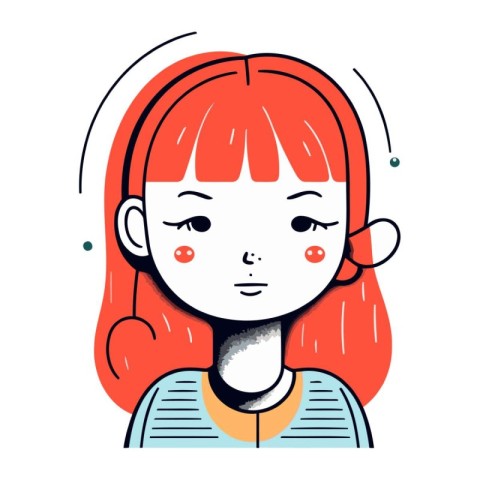 Vector illustration of a redhead girl with freckles on her face.