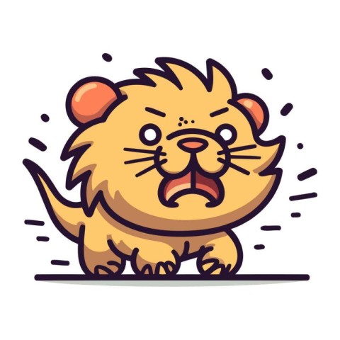 Cute little lion cartoon character. Vector illustration of cute