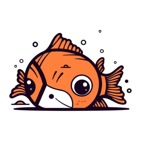 Cute fish cartoon vector illustration. Hand drawn doodle style.