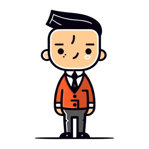 Cute cartoon man in suit and bow tie. Vector illustration.