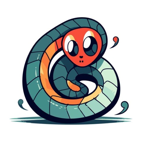 Cute cartoon snake. Vector illustration. Isolated on white backg