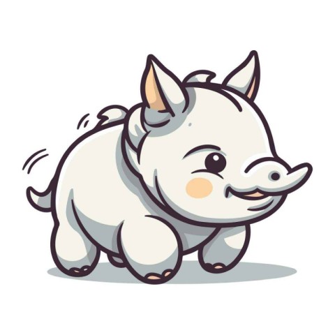 Cute rhinoceros cartoon character. Vector illustration isolated