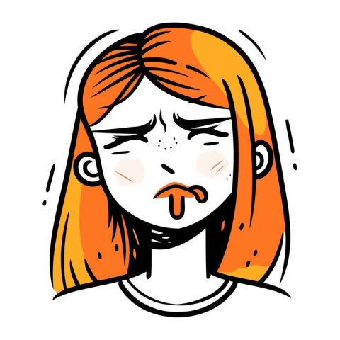 Illustration of a young woman crying. Vector illustration on whi