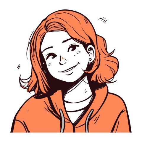 Portrait of a smiling girl. Vector illustration in sketch style.