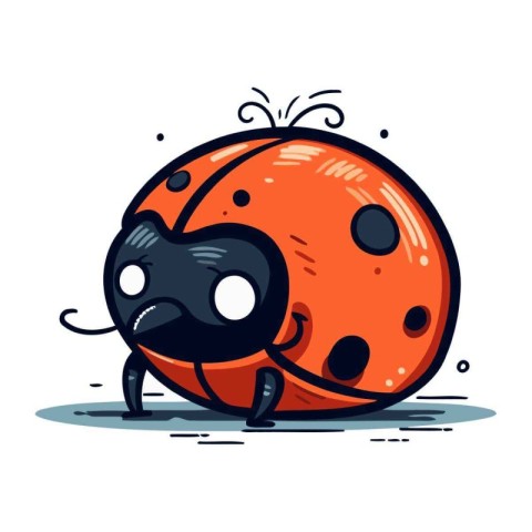 Cute ladybug cartoon vector illustration. Isolated on white back