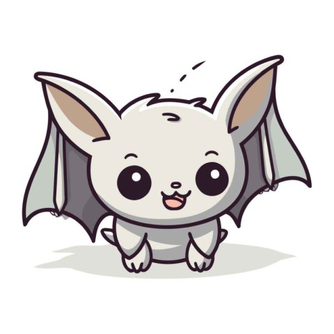 Cute cartoon bat. Vector illustration isolated on a white backgr