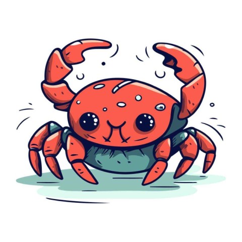 Cute cartoon crab character. Vector illustration of a cute sea a