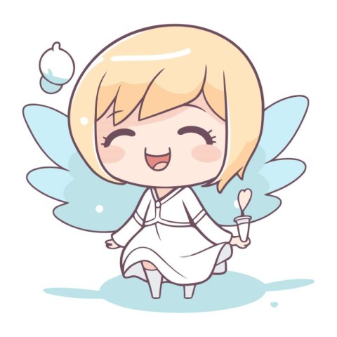 Cute angel girl. Vector illustration of a cute angel girl.