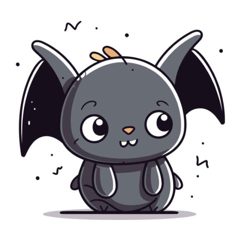 Cute cartoon bat. Vector illustration. Isolated on white backgro