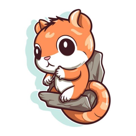 Cute little red panda sitting on a tree. Vector illustration.