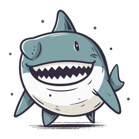 Shark vector illustration. Cute cartoon shark with big teeth.