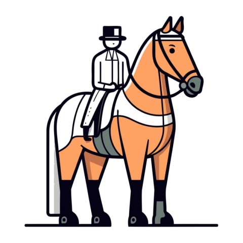 Horseman on horseback. Vector illustration in flat style.