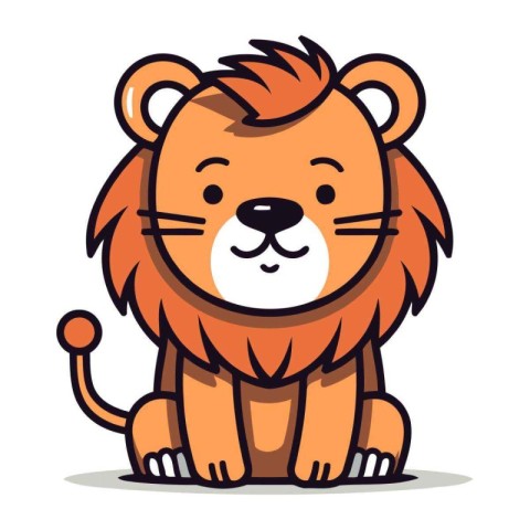 Lion Cartoon Mascot Character Vector Illustration. Cute Animal C