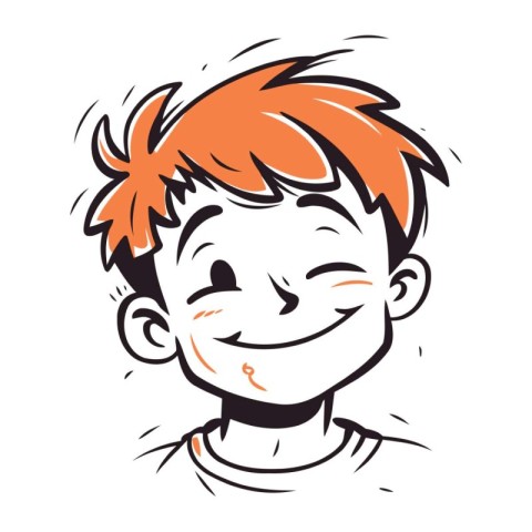 Vector illustration of a boy with red hair smiling and looking a