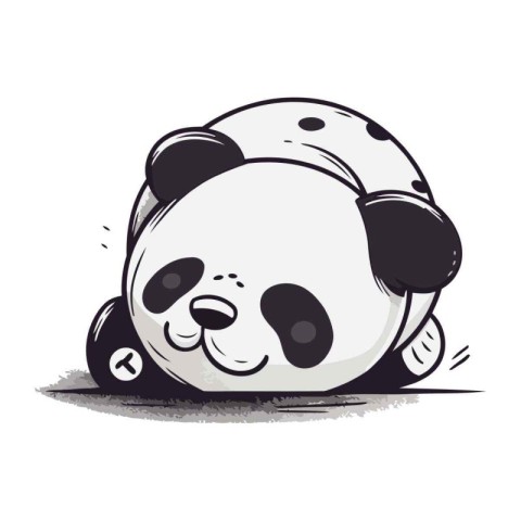 Illustration of cute panda bear in cartoon style. Vector illustr