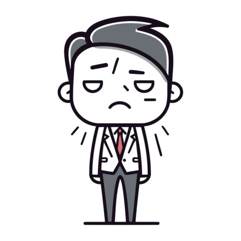 Character illustration design. Businessman sad cartoon.eps10 vec