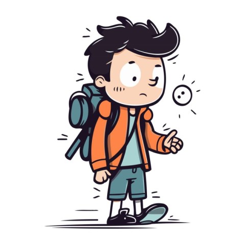 Backpacker with a backpack. Vector illustration in cartoon style